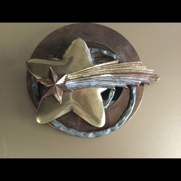 Copper shooting star brooch handmade - Picture 4 of 4